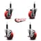Service Caster 3.5'' Red Poly Wheel Swivel 1'' Expanding Stem Caster Set 2 Brakes, 4PK SCC-EX20S3514-PPUB-RED-2-TLB-2-1 - alternate 4